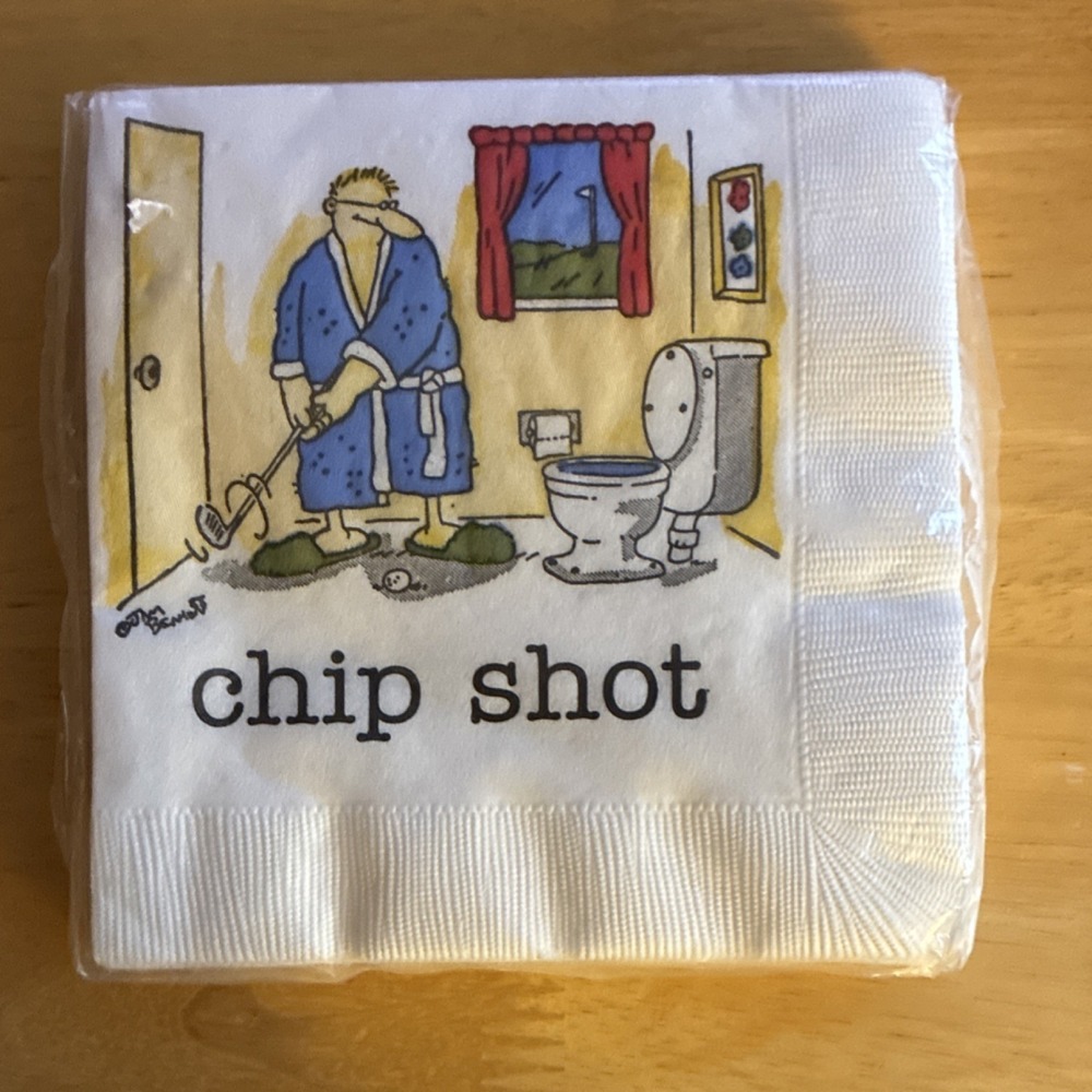 Contempo Cartoon Golf 3-Ply Beverage Napkins 16 Pack Square Facial Tissue*READ